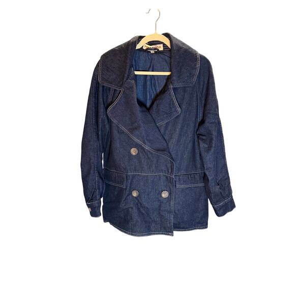 $248 Free People Denim Pea Coat Size S - Picture 3 of 4